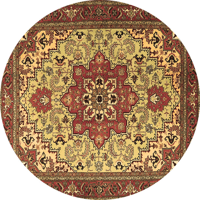 Round Machine Washable Persian Brown Traditional Rug, wshtr2304brn