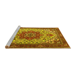 Sideview of Machine Washable Persian Yellow Traditional Rug, wshtr2304yw