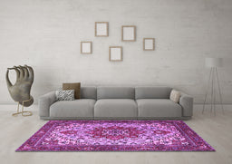 Machine Washable Persian Purple Traditional Area Rugs in a Living Room, wshtr2304pur