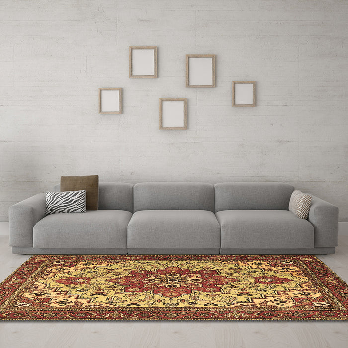 Machine Washable Persian Brown Traditional Rug in a Living Room,, wshtr2304brn