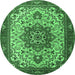 Round Persian Emerald Green Traditional Rug, tr2304emgrn