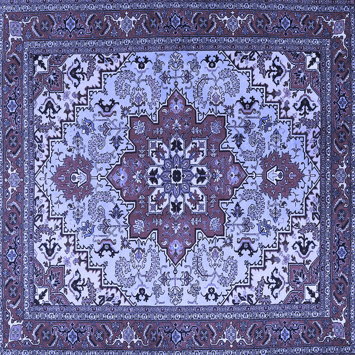 Square Machine Washable Persian Blue Traditional Rug, wshtr2304blu
