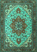 Machine Washable Persian Turquoise Traditional Area Rugs, wshtr2304turq