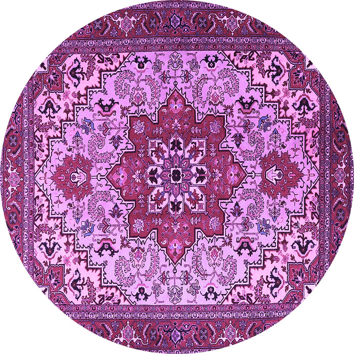 Round Machine Washable Persian Purple Traditional Area Rugs, wshtr2304pur
