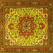 Square Persian Yellow Traditional Rug, tr2304yw