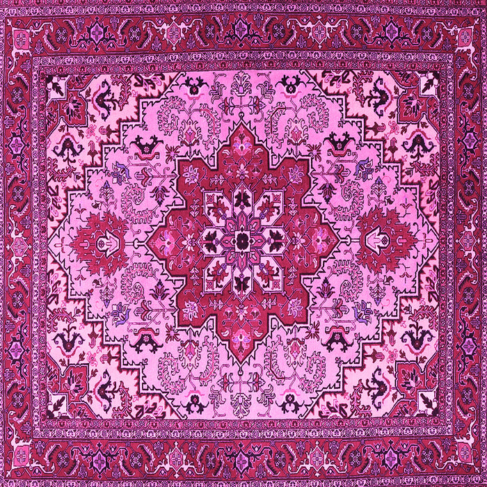 Square Machine Washable Persian Pink Traditional Rug, wshtr2304pnk
