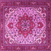 Square Machine Washable Persian Pink Traditional Rug, wshtr2304pnk