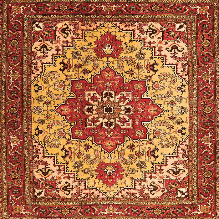 Round Machine Washable Persian Orange Traditional Area Rugs, wshtr2304org
