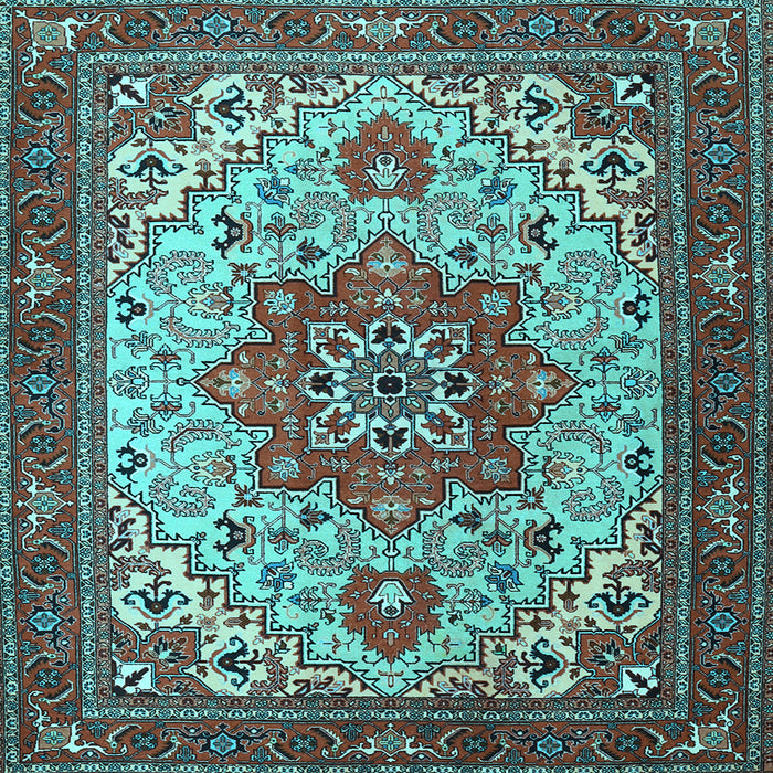 Square Machine Washable Persian Light Blue Traditional Rug, wshtr2304lblu