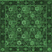 Square Persian Emerald Green Traditional Rug, tr2305emgrn