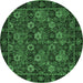 Round Persian Emerald Green Traditional Rug, tr2305emgrn