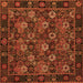 Round Machine Washable Persian Orange Traditional Area Rugs, wshtr2305org