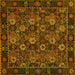 Square Machine Washable Persian Yellow Traditional Rug, wshtr2305yw