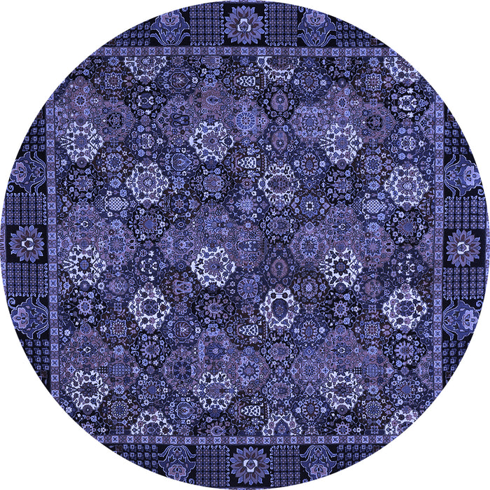 Round Persian Blue Traditional Rug, tr2305blu