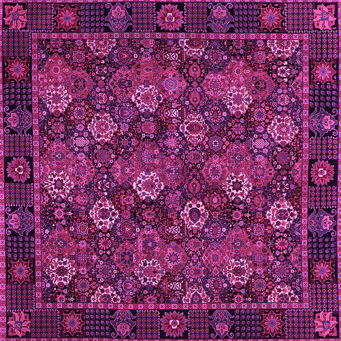 Square Machine Washable Persian Pink Traditional Rug, wshtr2305pnk