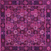 Square Machine Washable Persian Pink Traditional Rug, wshtr2305pnk