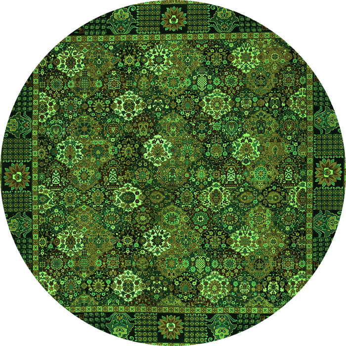 Square Persian Green Traditional Rug, tr2305grn