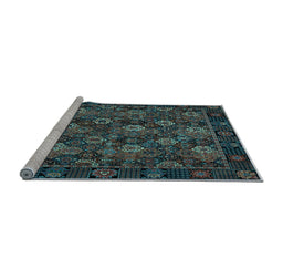 Sideview of Machine Washable Persian Light Blue Traditional Rug, wshtr2305lblu