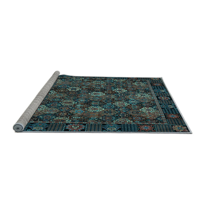 Sideview of Machine Washable Persian Light Blue Traditional Rug, wshtr2305lblu