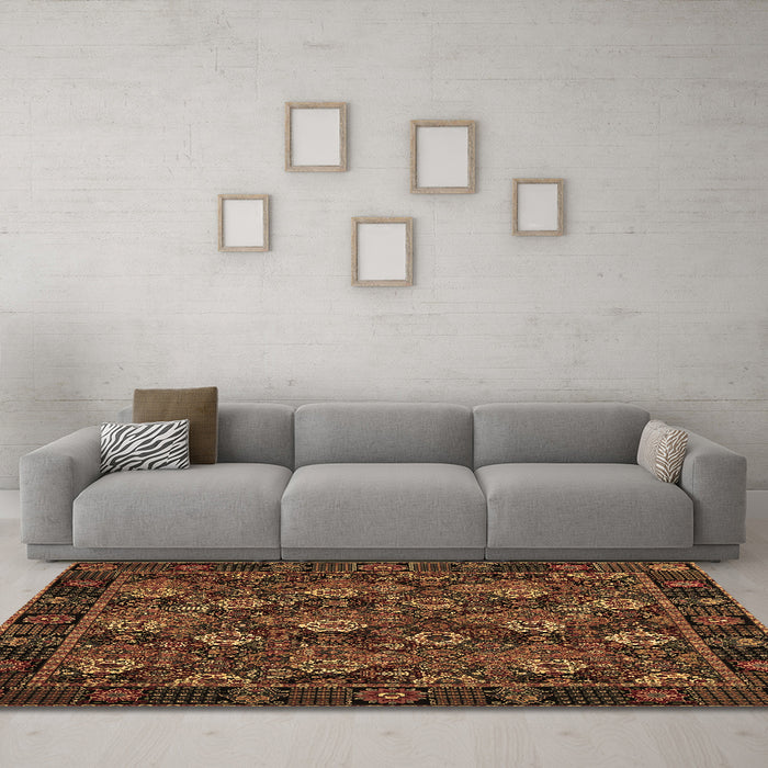 Machine Washable Persian Brown Traditional Rug in a Living Room,, wshtr2305brn