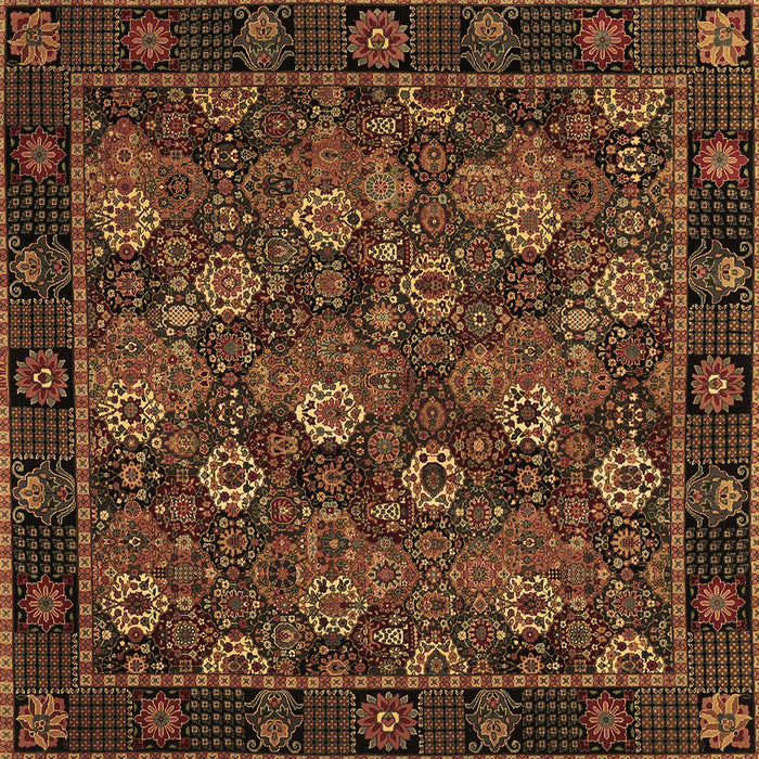Square Persian Brown Traditional Rug, tr2305brn