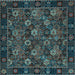 Square Machine Washable Persian Light Blue Traditional Rug, wshtr2305lblu