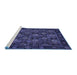 Sideview of Machine Washable Persian Blue Traditional Rug, wshtr2305blu