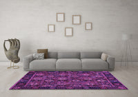 Machine Washable Persian Purple Traditional Rug, wshtr2305pur