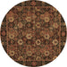 Round Machine Washable Persian Brown Traditional Rug, wshtr2305brn