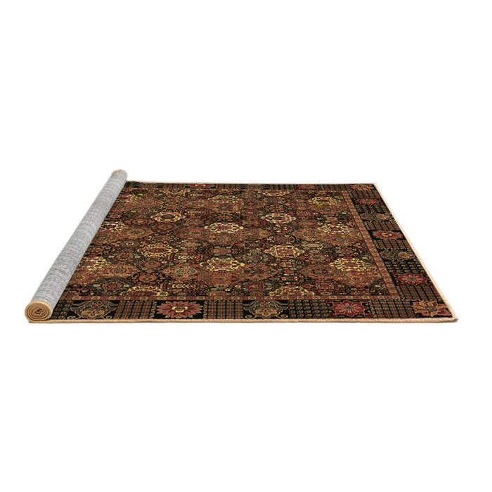Sideview of Machine Washable Persian Brown Traditional Rug, wshtr2305brn