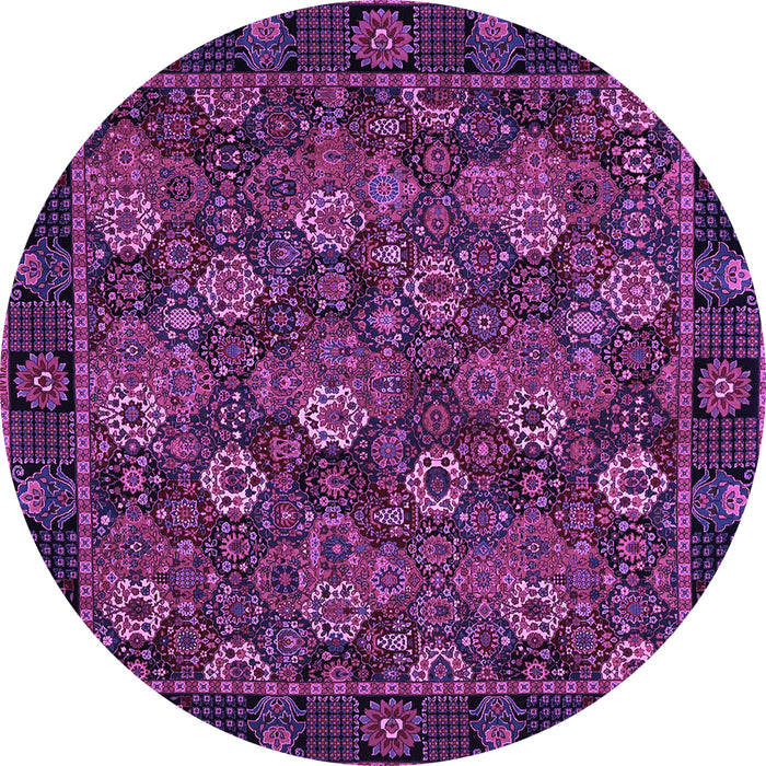 Round Machine Washable Persian Purple Traditional Area Rugs, wshtr2305pur
