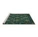 Sideview of Machine Washable Persian Turquoise Traditional Area Rugs, wshtr2305turq