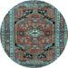 Round Persian Light Blue Traditional Rug, tr2306lblu