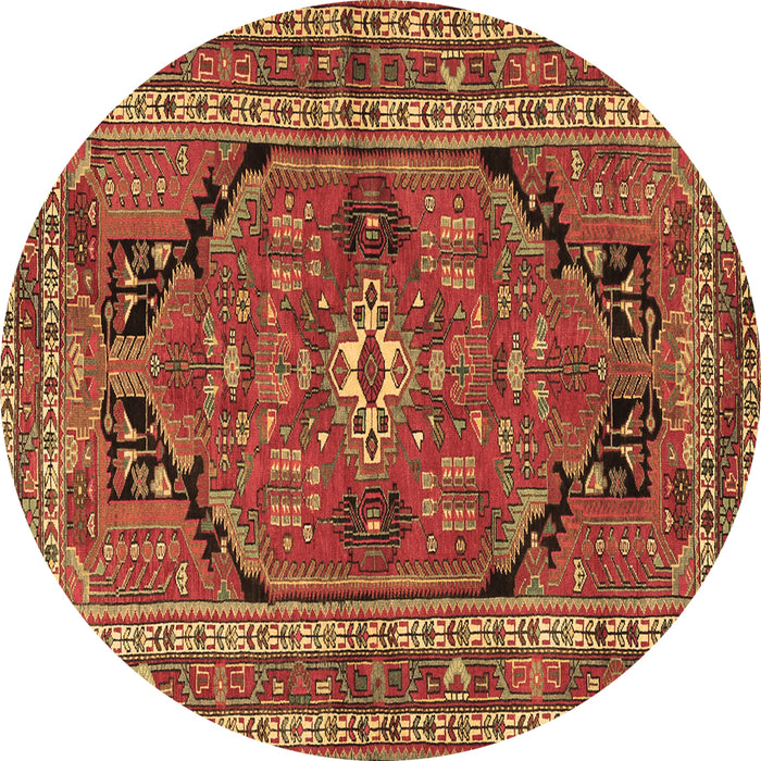 Round Machine Washable Persian Brown Traditional Rug, wshtr2306brn