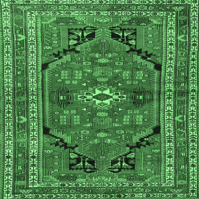 Square Machine Washable Persian Emerald Green Traditional Area Rugs, wshtr2306emgrn