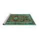 Sideview of Machine Washable Persian Turquoise Traditional Area Rugs, wshtr2306turq