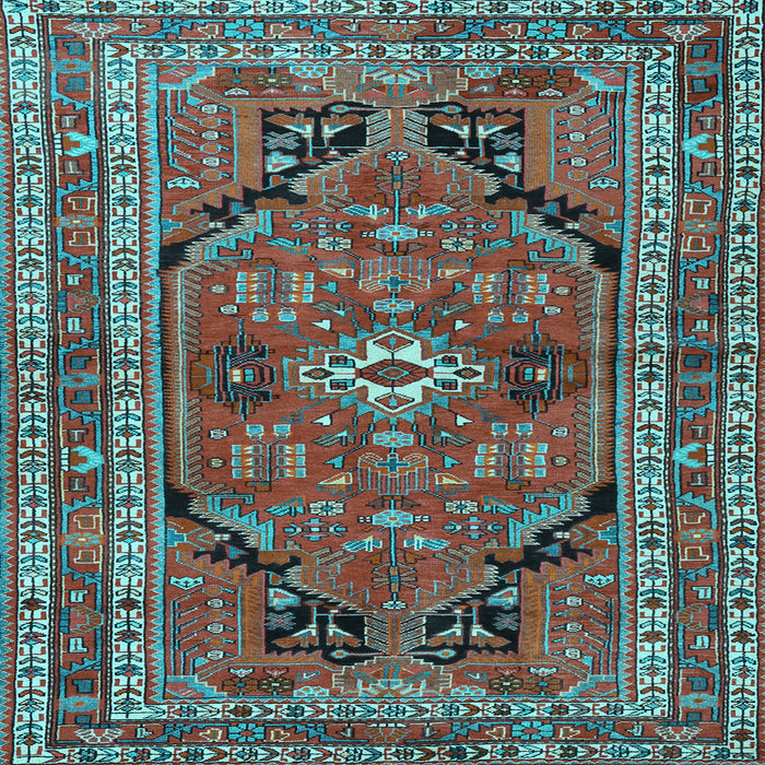 Square Machine Washable Persian Light Blue Traditional Rug, wshtr2306lblu