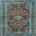 Square Machine Washable Persian Light Blue Traditional Rug, wshtr2306lblu