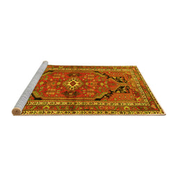 Sideview of Machine Washable Persian Yellow Traditional Rug, wshtr2306yw