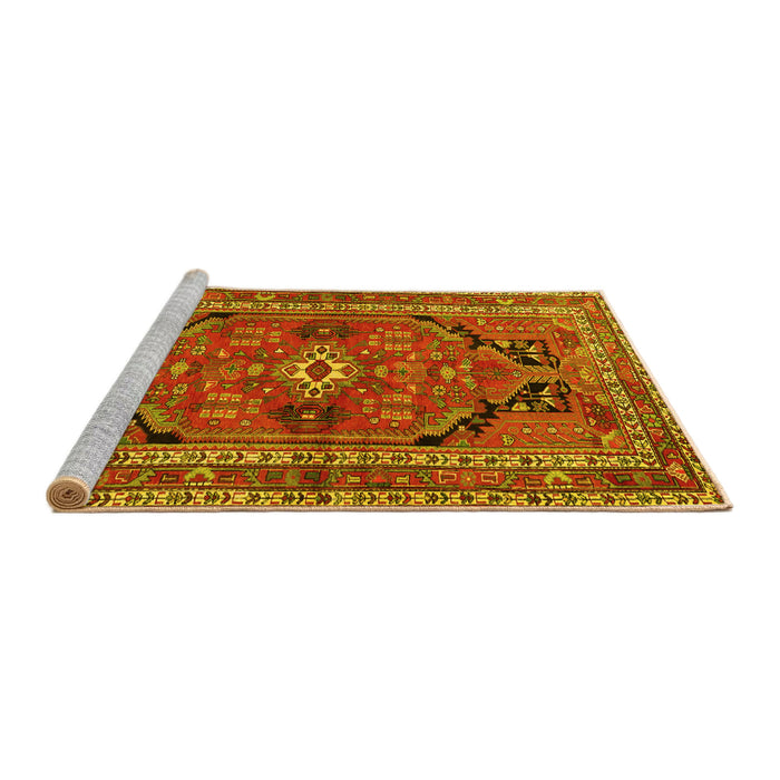 Sideview of Machine Washable Persian Yellow Traditional Rug, wshtr2306yw