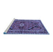 Sideview of Machine Washable Persian Blue Traditional Rug, wshtr2306blu