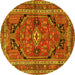 Round Persian Yellow Traditional Rug, tr2306yw