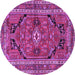 Round Machine Washable Persian Purple Traditional Area Rugs, wshtr2306pur