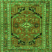 Round Machine Washable Persian Green Traditional Area Rugs, wshtr2306grn