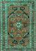 Machine Washable Persian Turquoise Traditional Area Rugs, wshtr2306turq