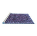 Sideview of Machine Washable Persian Blue Traditional Rug, wshtr2307blu