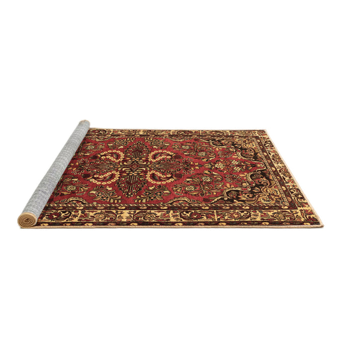 Sideview of Machine Washable Persian Brown Traditional Rug, wshtr2307brn