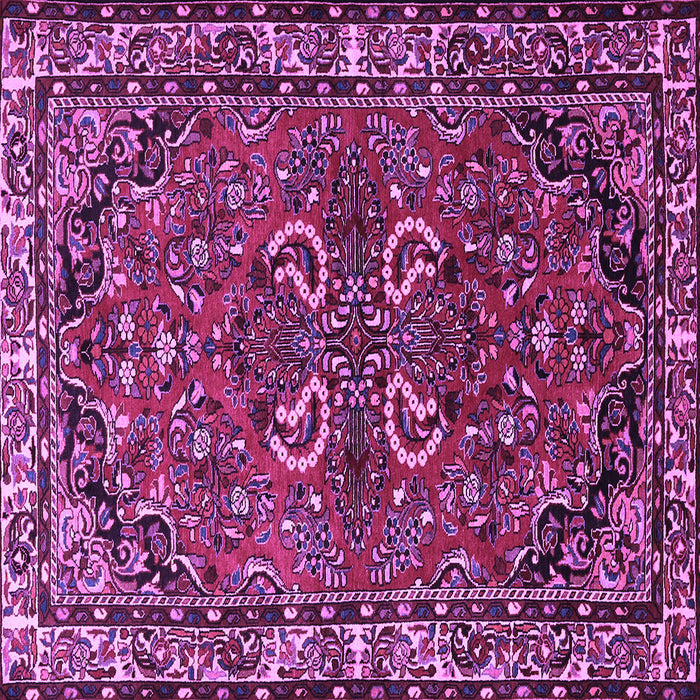 Square Machine Washable Persian Purple Traditional Area Rugs, wshtr2307pur