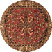 Round Persian Brown Traditional Rug, tr2307brn