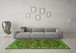 Machine Washable Persian Green Traditional Area Rugs in a Living Room,, wshtr2307grn